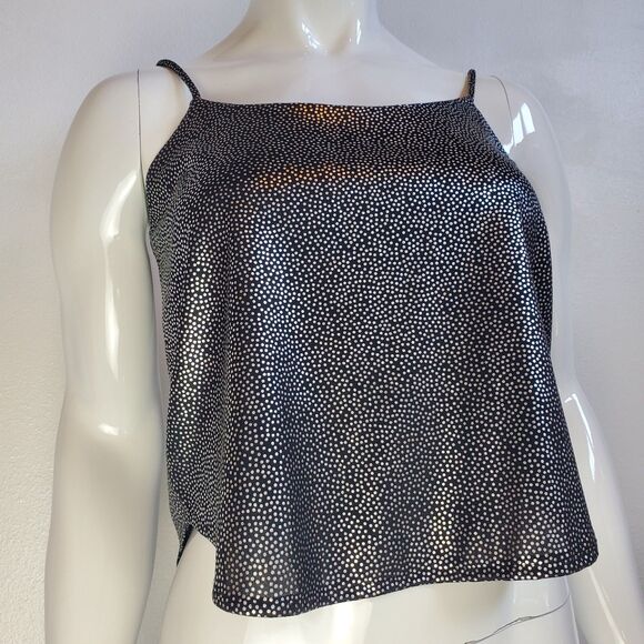 Vintage 90s Stonewear Black Silver Polkadot Tank - Picture 1 of 7